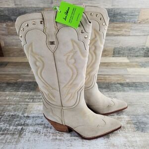 Sam Edelman James Womens Wide Calf Western Boot Sz 9 M Ivory Cowboy Pointed Toe